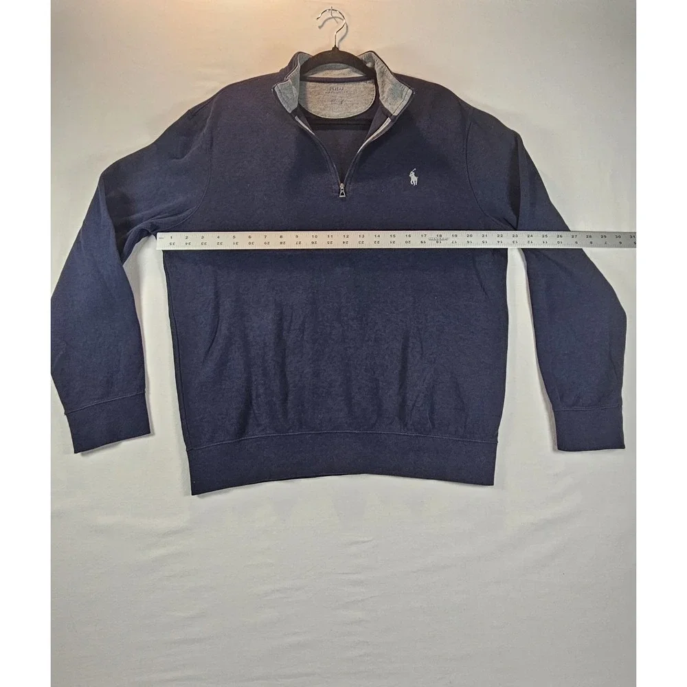 Polo Ralph Lauren Sweater‎ Mens M Blue Pony 1/4 Quarter Zip Long Sleeve Preppy